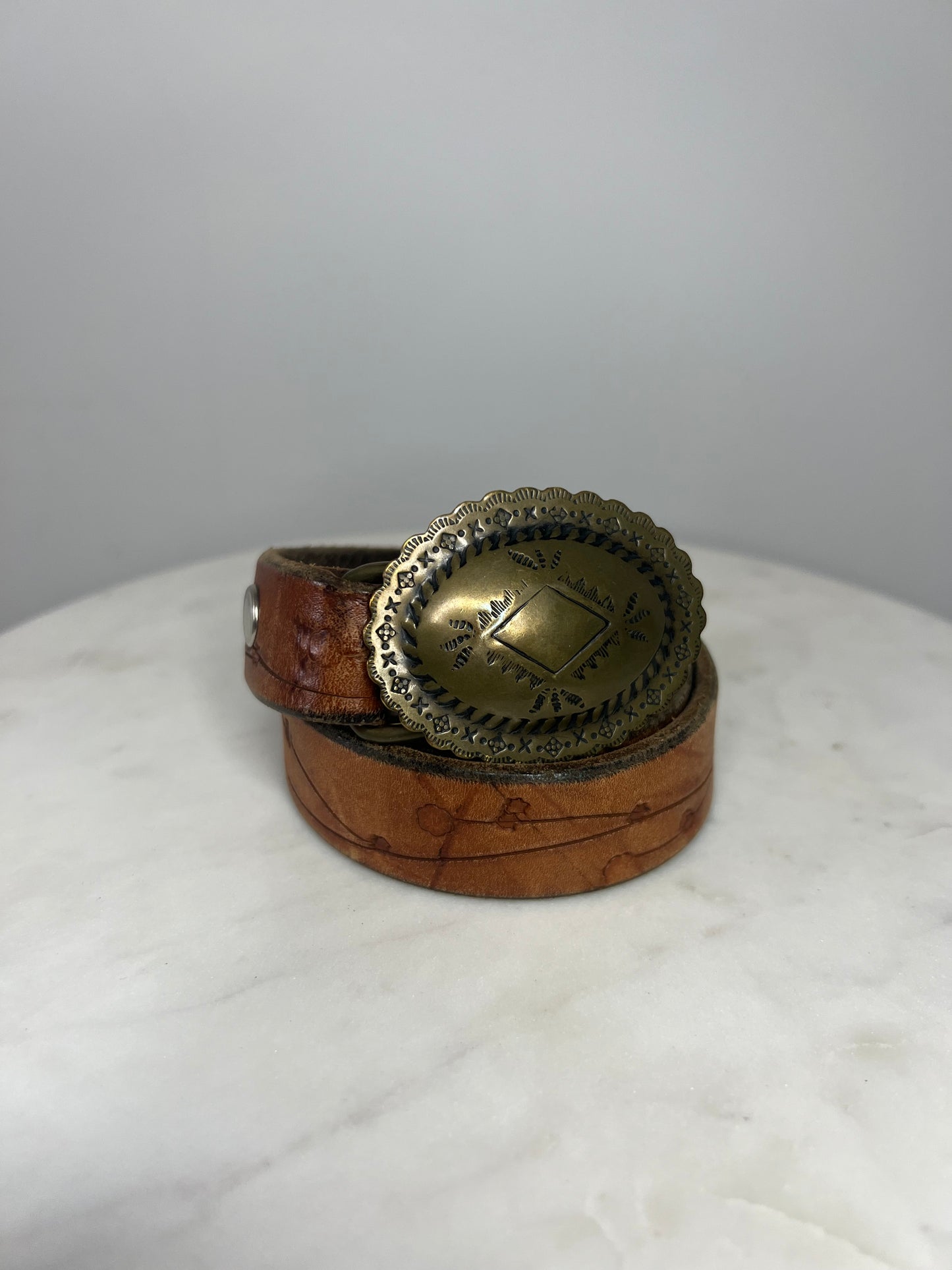 Thin Leather Concho Belt