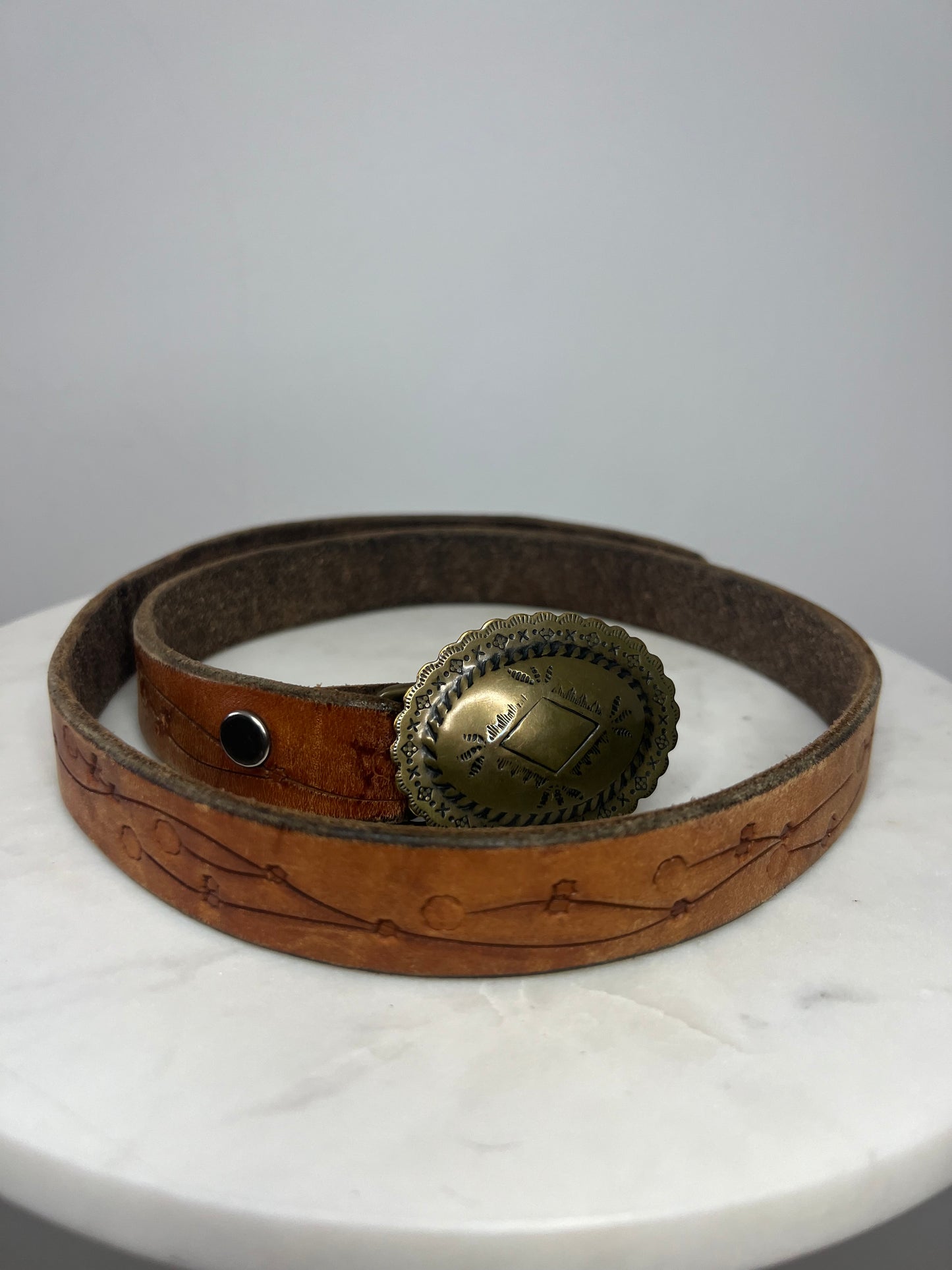Thin Leather Concho Belt